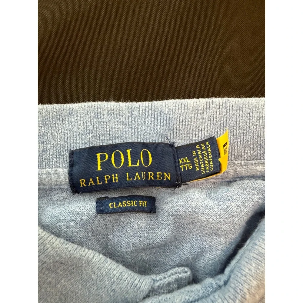 Polo Ralph Lauren Mens XXL Classic Fit Short Sleeve Pique Polo Shirt Light Blue